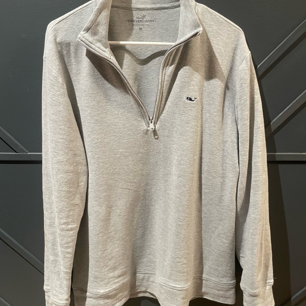 Vineyard Vines Men's Gray Quarter-Zip Sweater